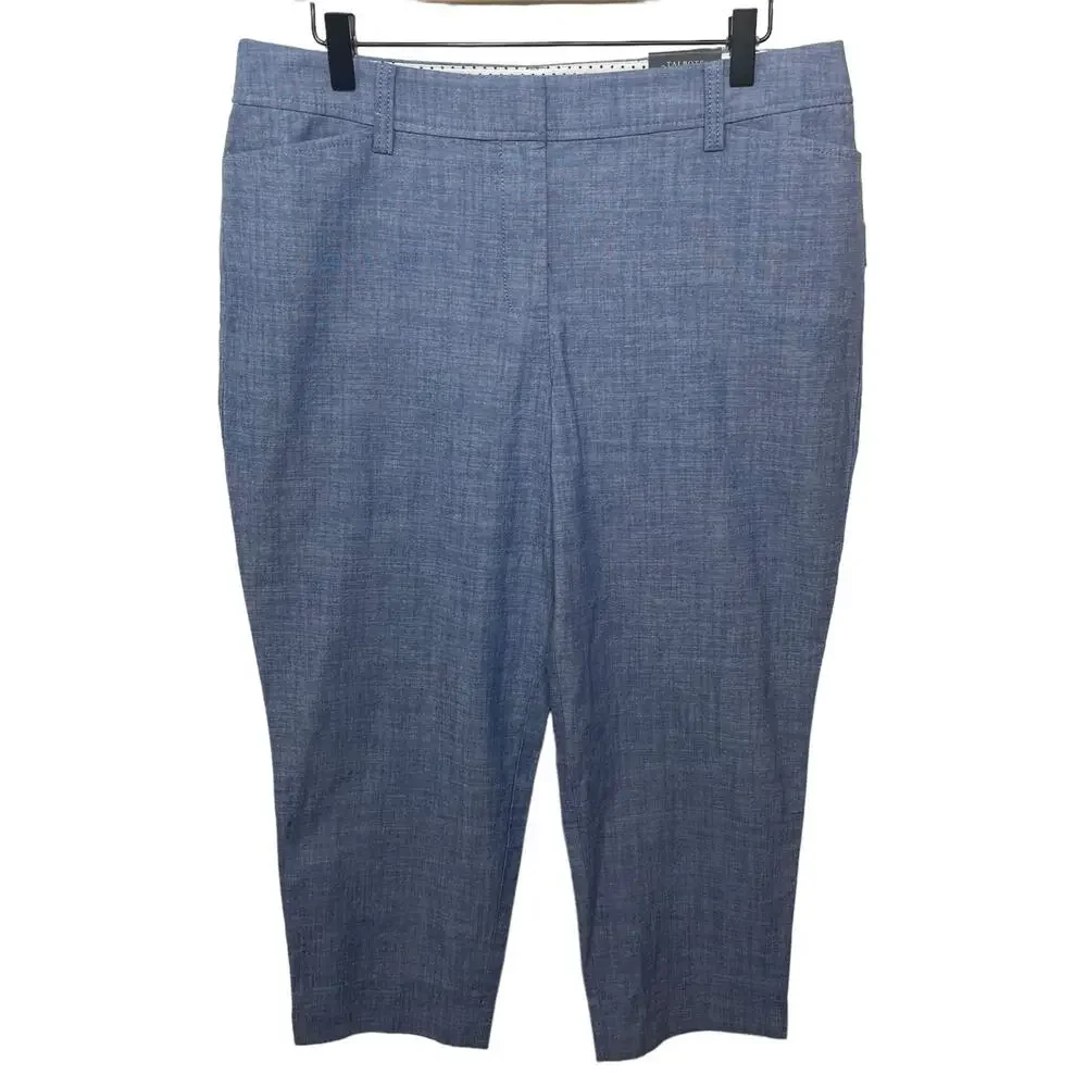 NWT Talbots Women’s Perfect Crop Pants - Chambray Blue Lightweight Size 10P - Picture 3 of 14